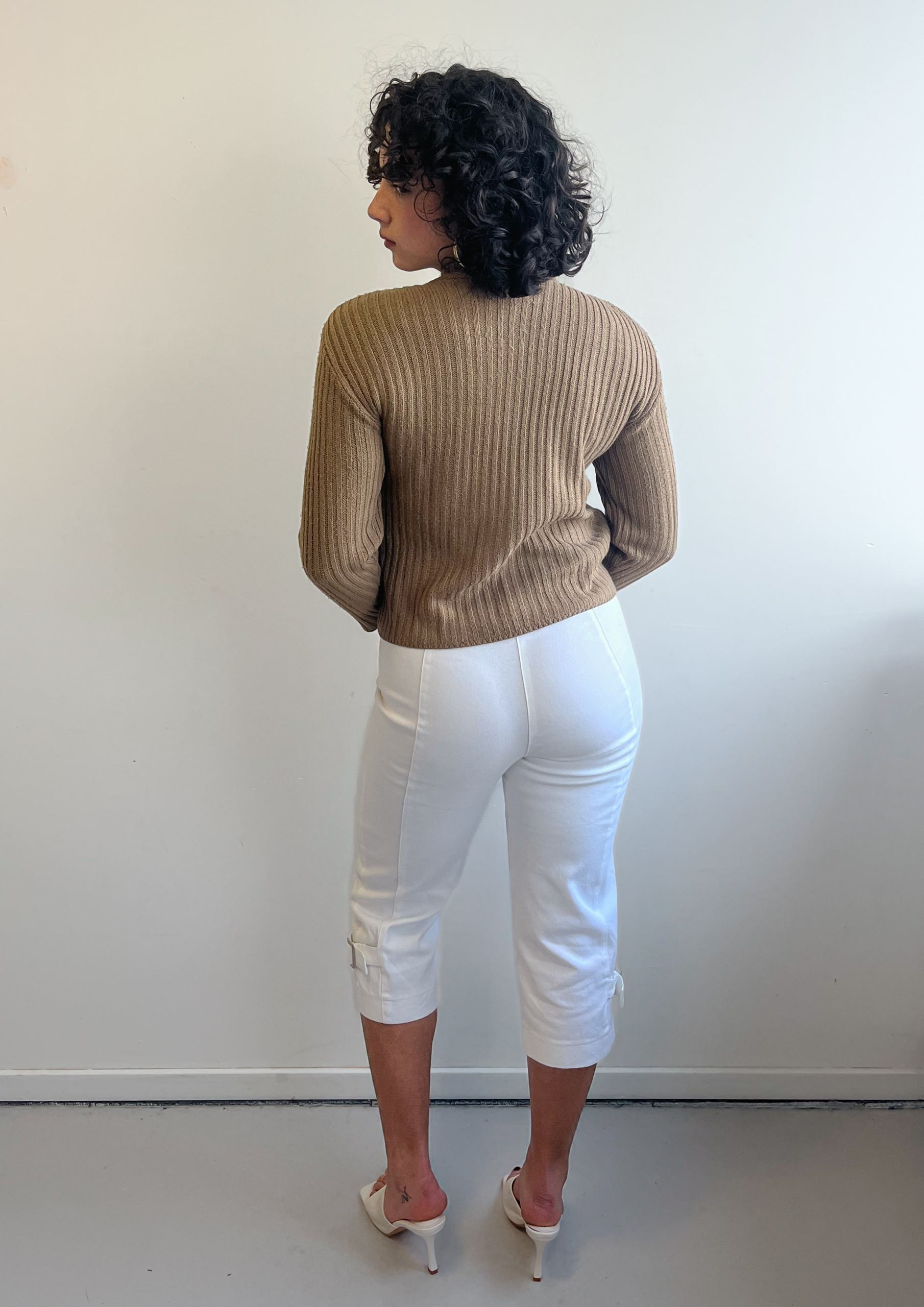 White Capris with Belt Detail