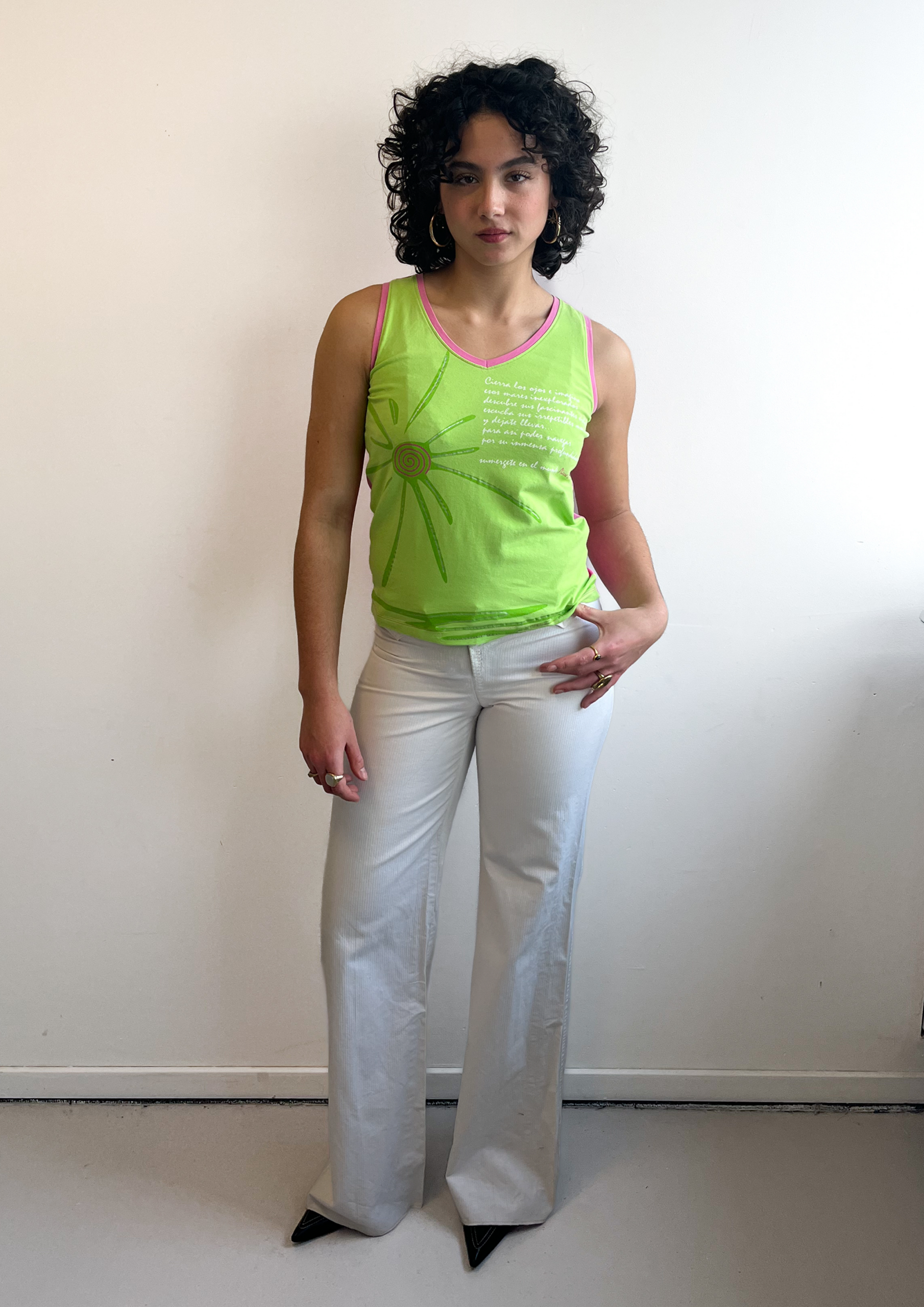 Green/Pink Graphic Tank Top